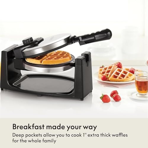 bella Classic Rotating Belgian Waffle Maker with Nonstick Plates, Removable Drip Tray, Adjustable Browning Control and Cool Touch Handles, Stainless Steel - My Kitchen Products
