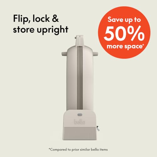bella Flip-n-Store Waffle Maker with EverGood™ Ceramic Nonstick Coating, Fits-anywhere™ Kitchenware, Power Indicator Light, Cool Touch Handle & Cord Wrap, 7” Wide & 1" Deep Plates, 1000 Watt, Oatmilk - My Kitchen Products