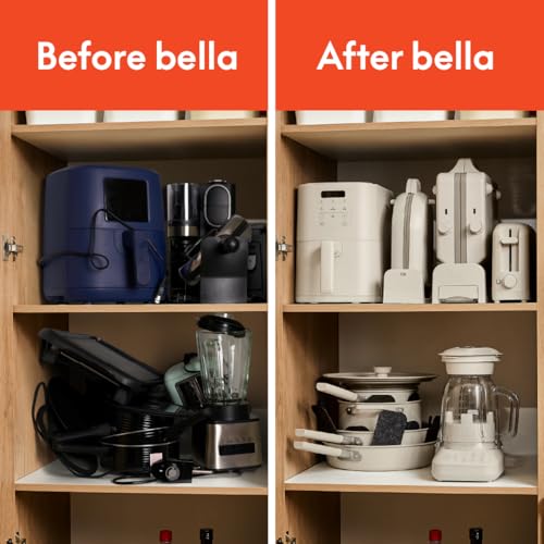 bella Flip-n-Store Waffle Maker with EverGood™ Ceramic Nonstick Coating, Fits-anywhere™ Kitchenware, Power Indicator Light, Cool Touch Handle & Cord Wrap, 7” Wide & 1" Deep Plates, 1000 Watt, Oatmilk - My Kitchen Products