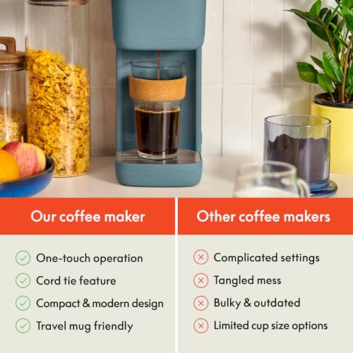BELLA Single Serve Coffee Maker, K Cup & Coffee Ground Compatible with Removable, Adjustable Drip Tray, Auto Shutoff & Reusable Dishwasher Safe Accessories, Brews 6oz to 14oz, 1000 Watt, Surf - My Kitchen Products