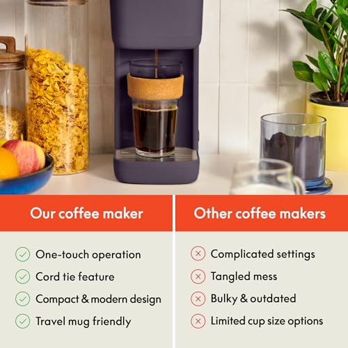 BELLA Single Serve Coffee Maker, K Cup & Coffee Ground Compatible with Removable, Adjustable Drip Tray, Auto Shutoff & Reusable Dishwasher Safe Accessories, Brews 6oz to 14oz, 1000 Watt, Plum - My Kitchen Products