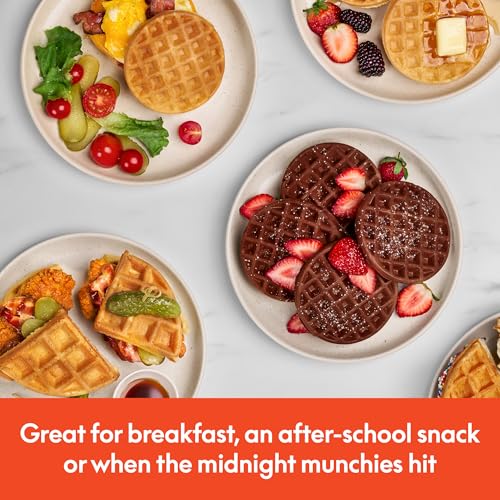 bella Snack-n-Store Mini Waffle Maker, EverGood™ Ceramic Nonstick Coating, Cord Wrap, Ready Indicator Light & Cool Touch Handles, Stackable Design & Customizable Plates, 350 Watt, Oatmilk - My Kitchen Products
