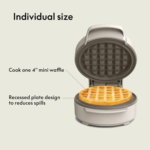 bella Snack-n-Store Mini Waffle Maker, EverGood™ Ceramic Nonstick Coating, Cord Wrap, Ready Indicator Light & Cool Touch Handles, Stackable Design & Customizable Plates, 350 Watt, Oatmilk - My Kitchen Products