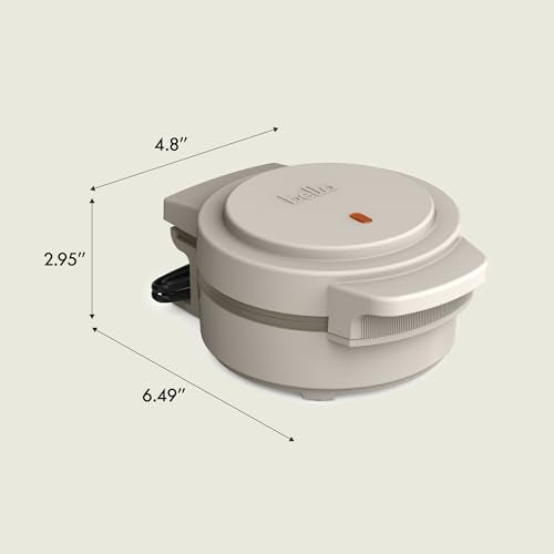 bella Snack-n-Store Mini Waffle Maker, EverGood™ Ceramic Nonstick Coating, Cord Wrap, Ready Indicator Light & Cool Touch Handles, Stackable Design & Customizable Plates, 350 Watt, Oatmilk - My Kitchen Products