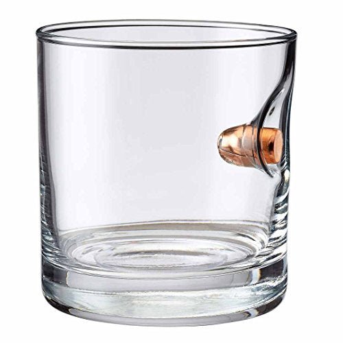BenShot Rocks Glass with Real 0.45ACP Bullet - 11oz, Made in the USA