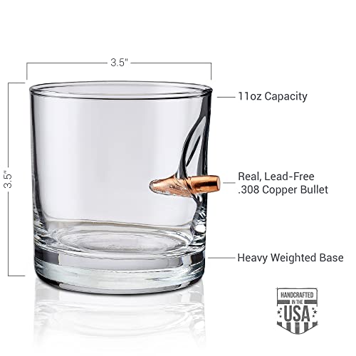 BenShot Rocks Glass with Real .308 Bullet - 11oz | Made in the USA - My Kitchen Products