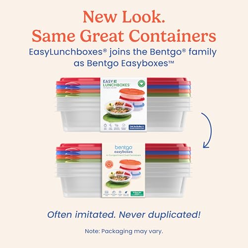Bentgo Easyboxes 4-Compartment Oval Containers - Patented Design 8-Piece Set; 4 Trays & 4 Fitted Lids Seal in Freshness; Reusable Food Storage & Meal Prep BPA-Free Containers (Classic) - My Kitchen Products