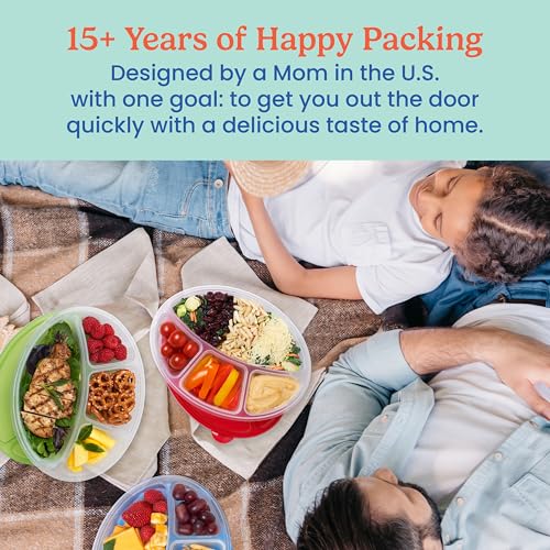 Bentgo Easyboxes 4-Compartment Oval Containers - Patented Design 8-Piece Set; 4 Trays & 4 Fitted Lids Seal in Freshness; Reusable Food Storage & Meal Prep BPA-Free Containers (Classic) - My Kitchen Products