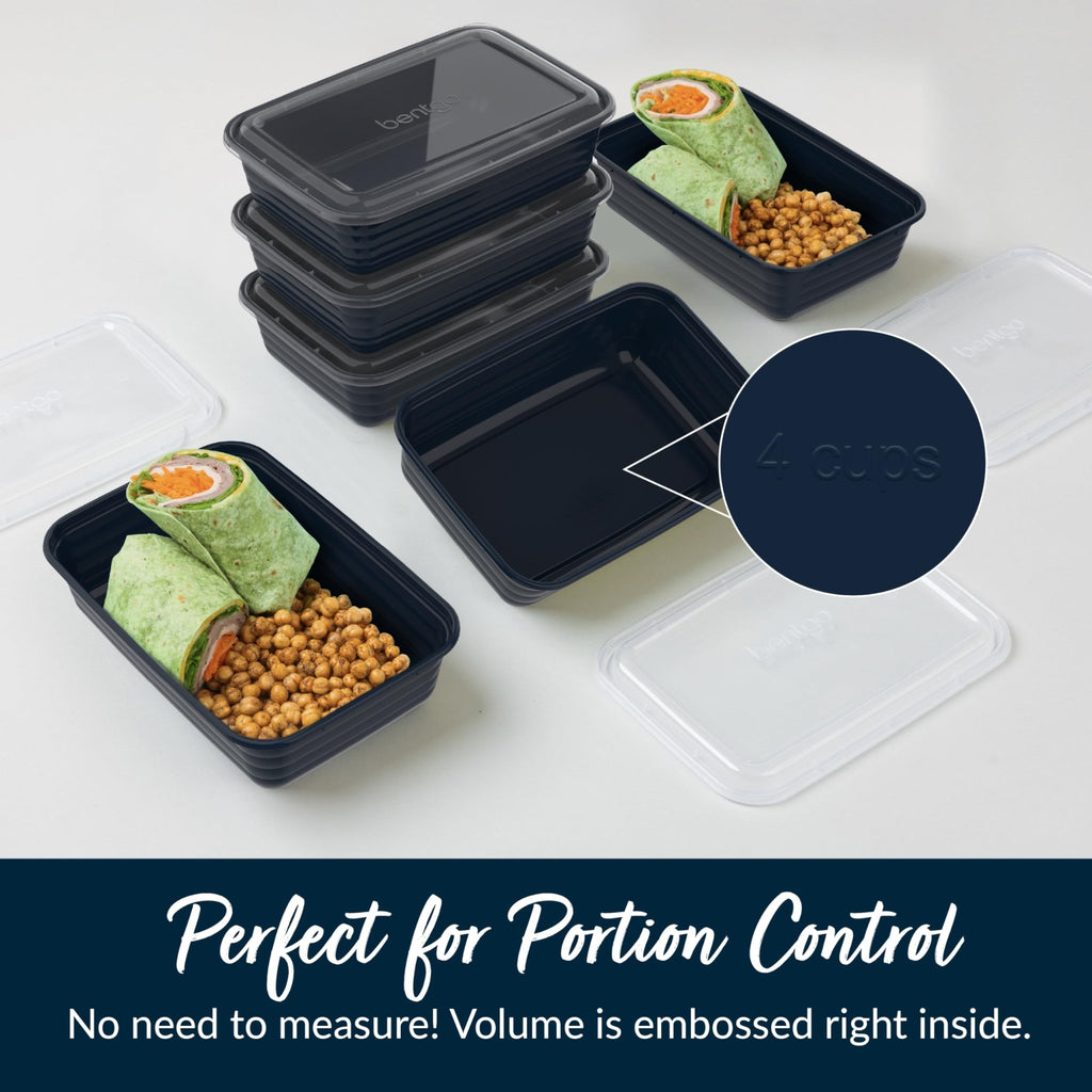 Bentgo Prep - 20-Piece 1-Compartment Reusable Meal Prep Containers with Lids, PFAS & BPA Free Materials, Durable, Microwave, Freezer, & Dishwasher Safe To Go Food Storage (Navy Blue) - My Kitchen Products
