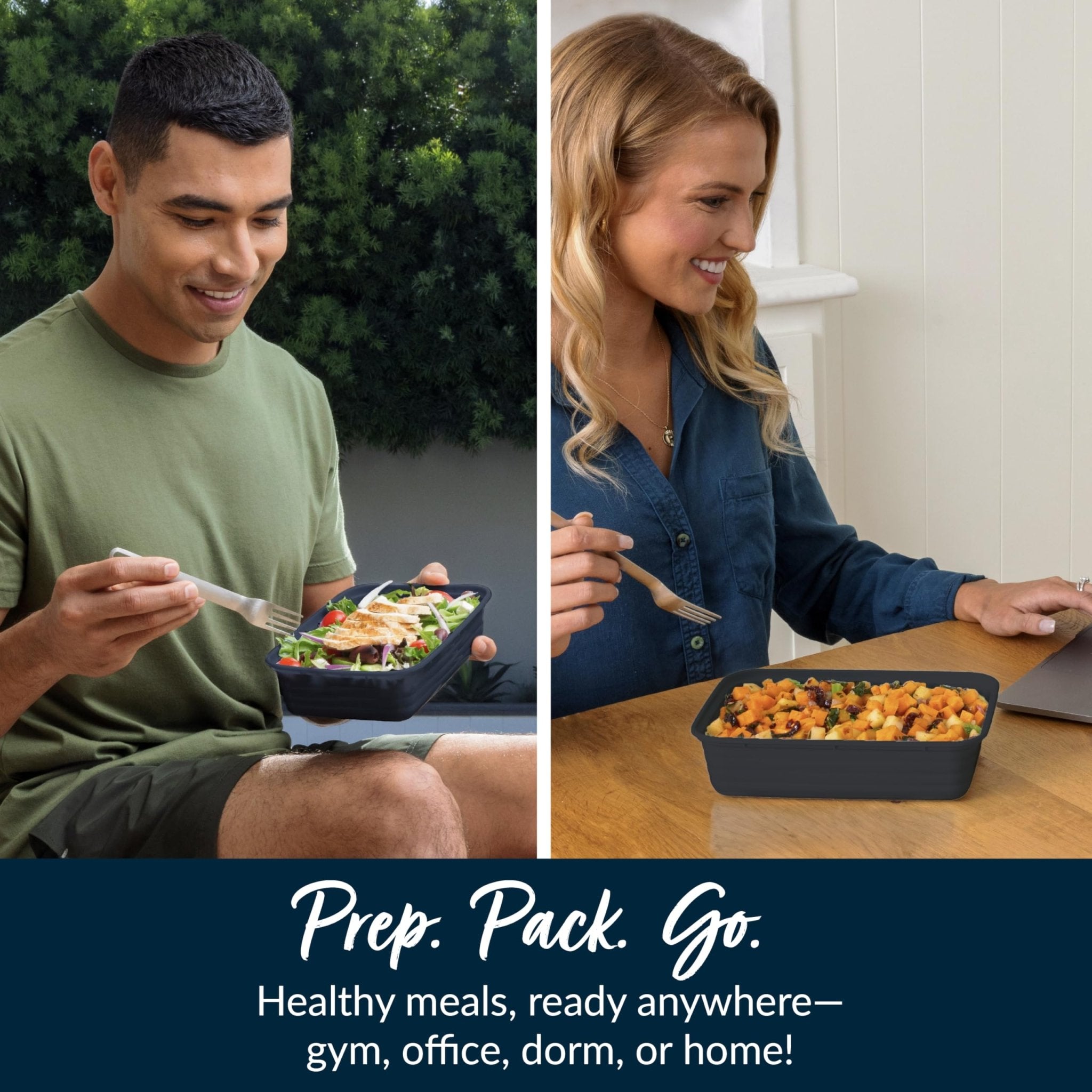 Bentgo Prep - 20-Piece 1-Compartment Reusable Meal Prep Containers with Lids, PFAS & BPA Free Materials, Durable, Microwave, Freezer, & Dishwasher Safe To Go Food Storage (Navy Blue) - My Kitchen Products