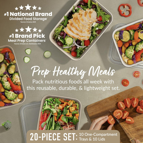 Bentgo Prep - 20-Piece 1-Compartment Reusable Meal Prep Containers with Lids, PFAS & BPA Free Materials, Durable, Microwave, Freezer, & Dishwasher Safe To Go Food Storage (Gold) - My Kitchen Products