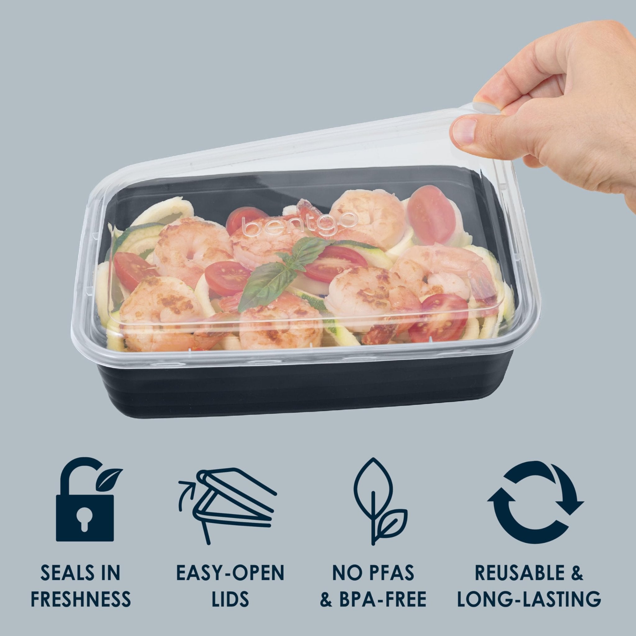 Bentgo Prep - 20-Piece 1-Compartment Reusable Meal Prep Containers with Lids, PFAS & BPA Free Materials, Durable, Microwave, Freezer, & Dishwasher Safe To Go Food Storage (Navy Blue) - My Kitchen Products