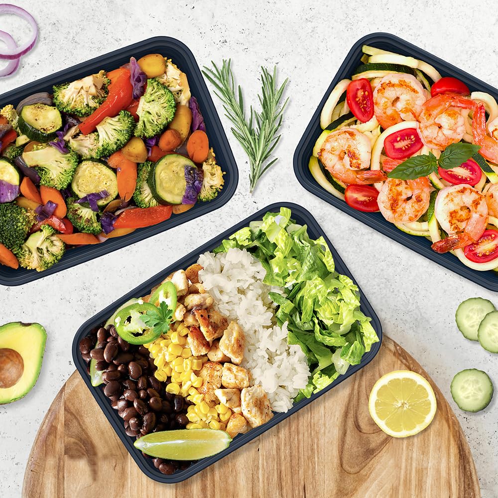 Bentgo Prep - 20-Piece 1-Compartment Reusable Meal Prep Containers with Lids, PFAS & BPA Free Materials, Durable, Microwave, Freezer, & Dishwasher Safe To Go Food Storage (Navy Blue) - My Kitchen Products