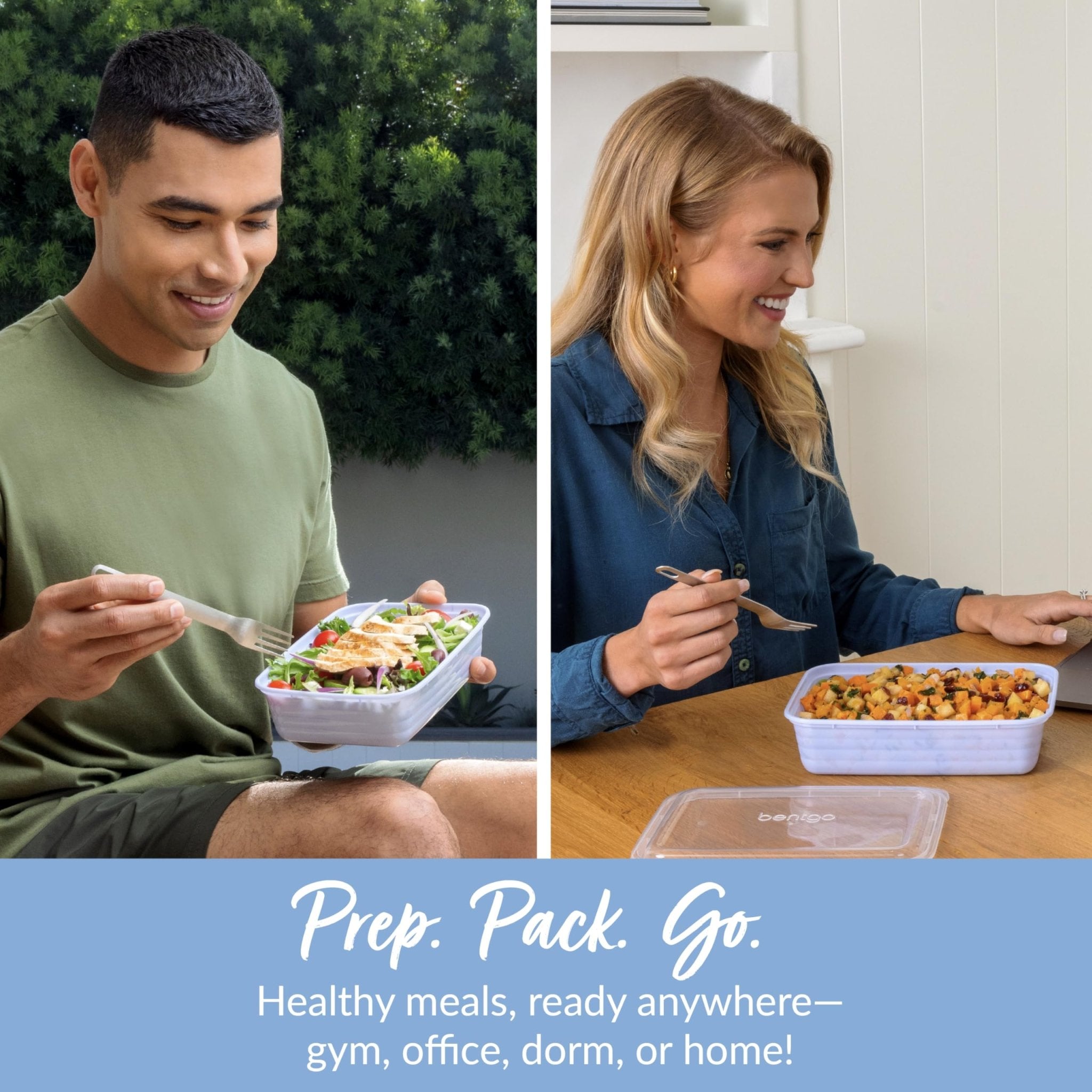 Bentgo Prep - 20-Piece 1-Compartment Reusable Meal Prep Containers with Lids, PFAS & BPA Free Materials, Durable, Microwave, Freezer, & Dishwasher Safe To Go Food Storage (Periwinkle) - My Kitchen Products