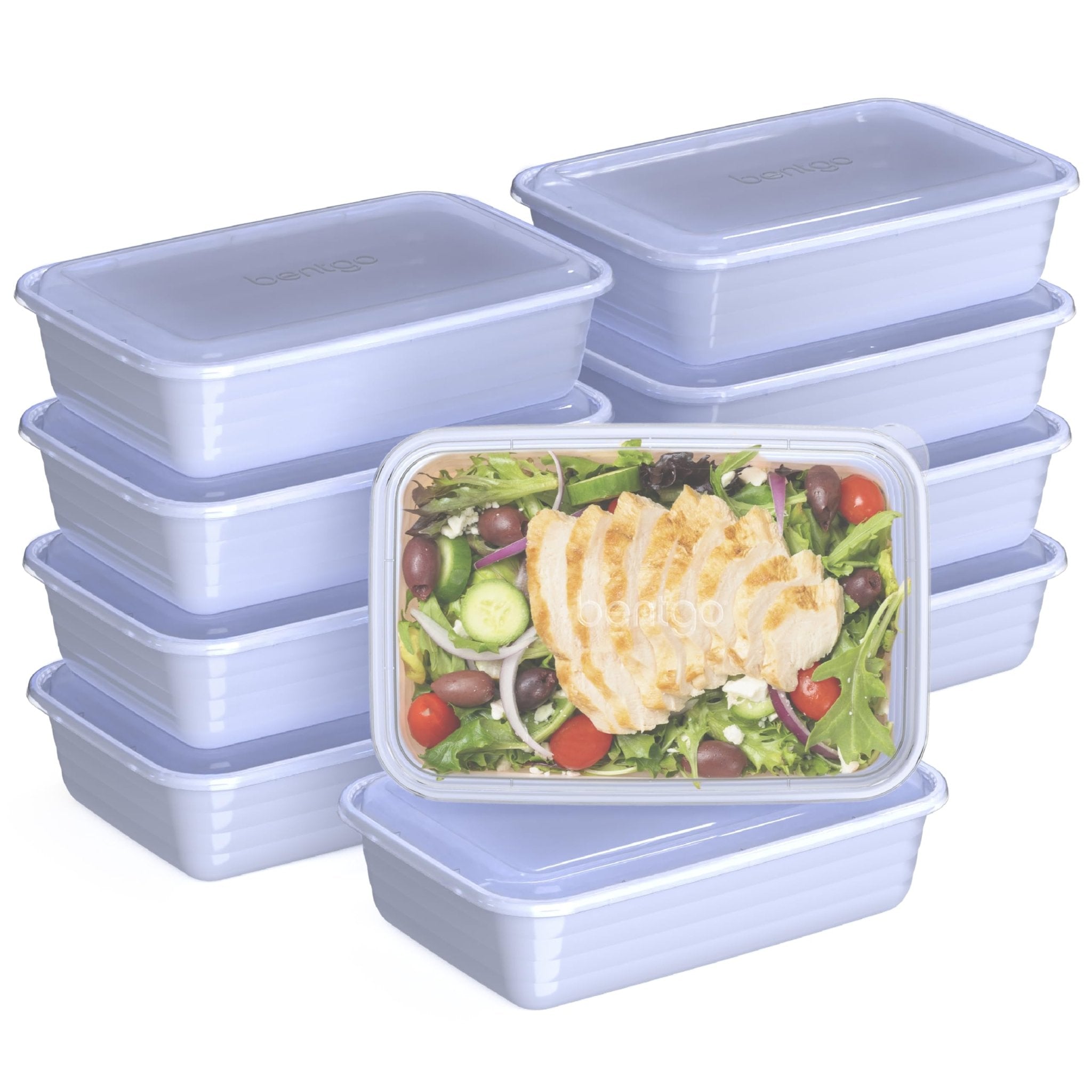 Bentgo Prep - 20-Piece 1-Compartment Reusable Meal Prep Containers with Lids, PFAS & BPA Free Materials, Durable, Microwave, Freezer, & Dishwasher Safe To Go Food Storage (Periwinkle) - My Kitchen Products