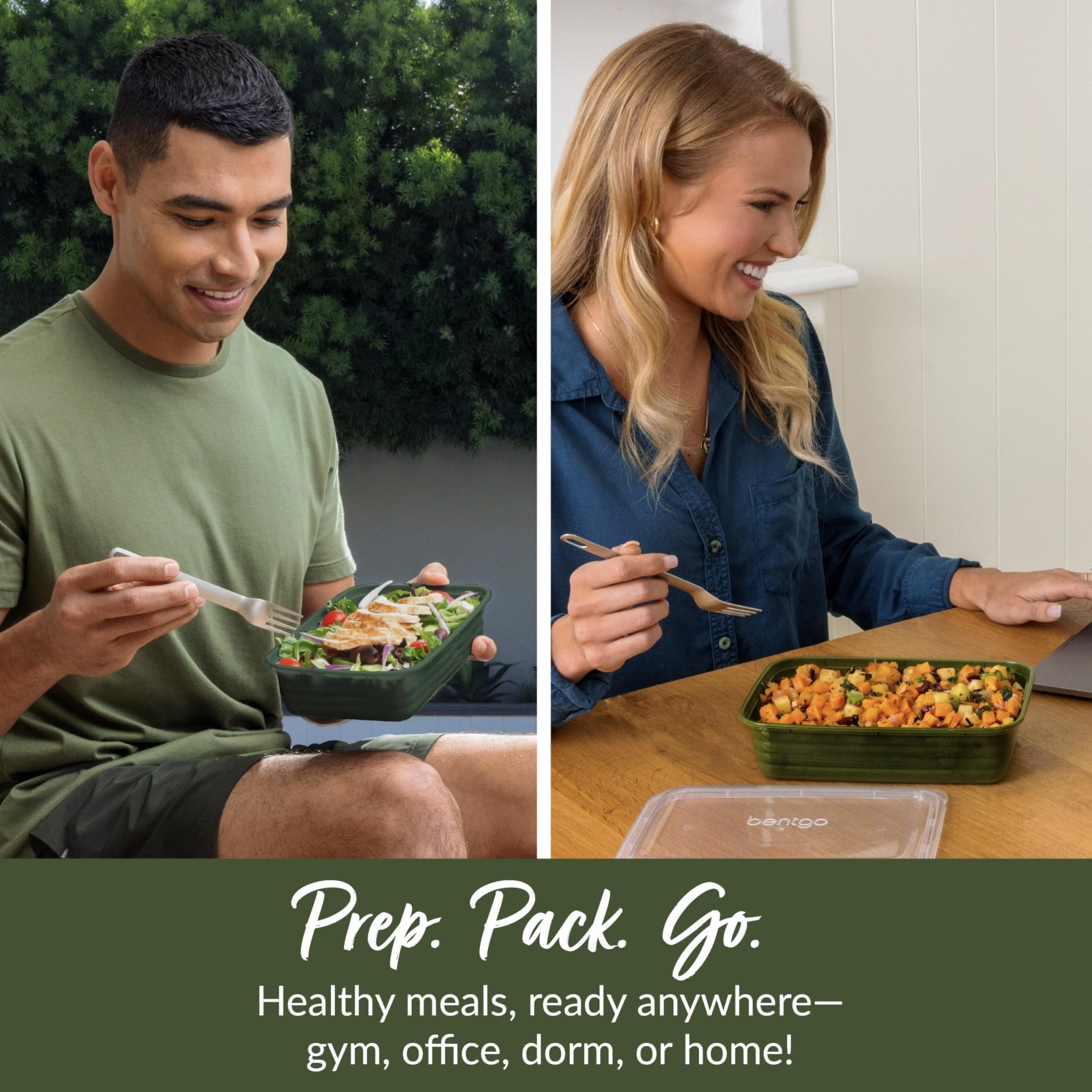 Bentgo Prep - 20-Piece 1-Compartment Reusable Meal Prep Containers with Lids, PFAS & BPA Free Materials, Durable, Microwave, Freezer, & Dishwasher Safe To Go Food Storage (Khaki Green) - My Kitchen Products