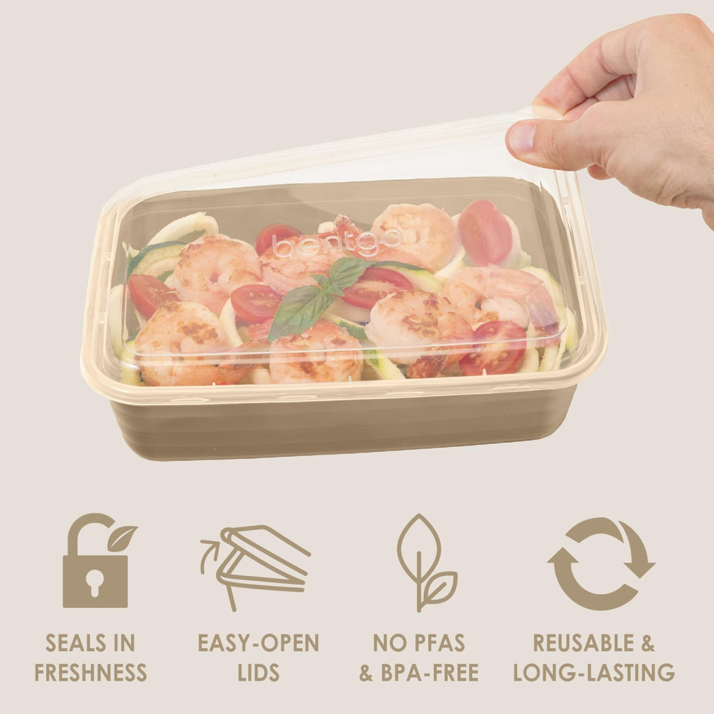 Bentgo Prep - 20-Piece 1-Compartment Reusable Meal Prep Containers with Lids, PFAS & BPA Free Materials, Durable, Microwave, Freezer, & Dishwasher Safe To Go Food Storage (Gold) - My Kitchen Products