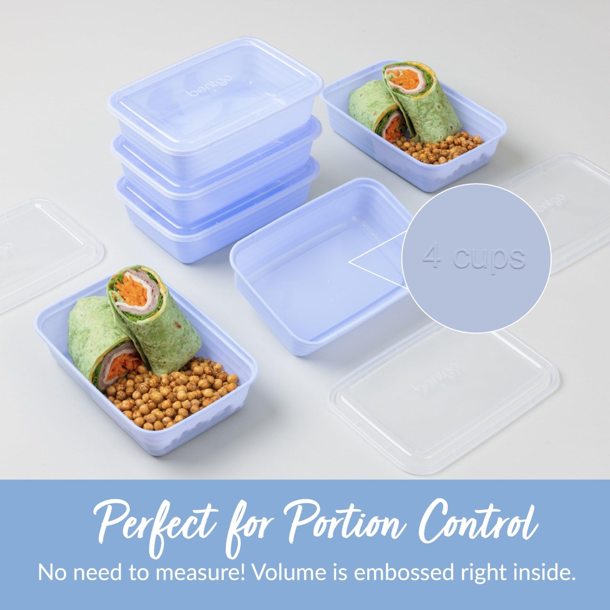 Bentgo Prep - 20-Piece 1-Compartment Reusable Meal Prep Containers with Lids, PFAS & BPA Free Materials, Durable, Microwave, Freezer, & Dishwasher Safe To Go Food Storage (Periwinkle) - My Kitchen Products