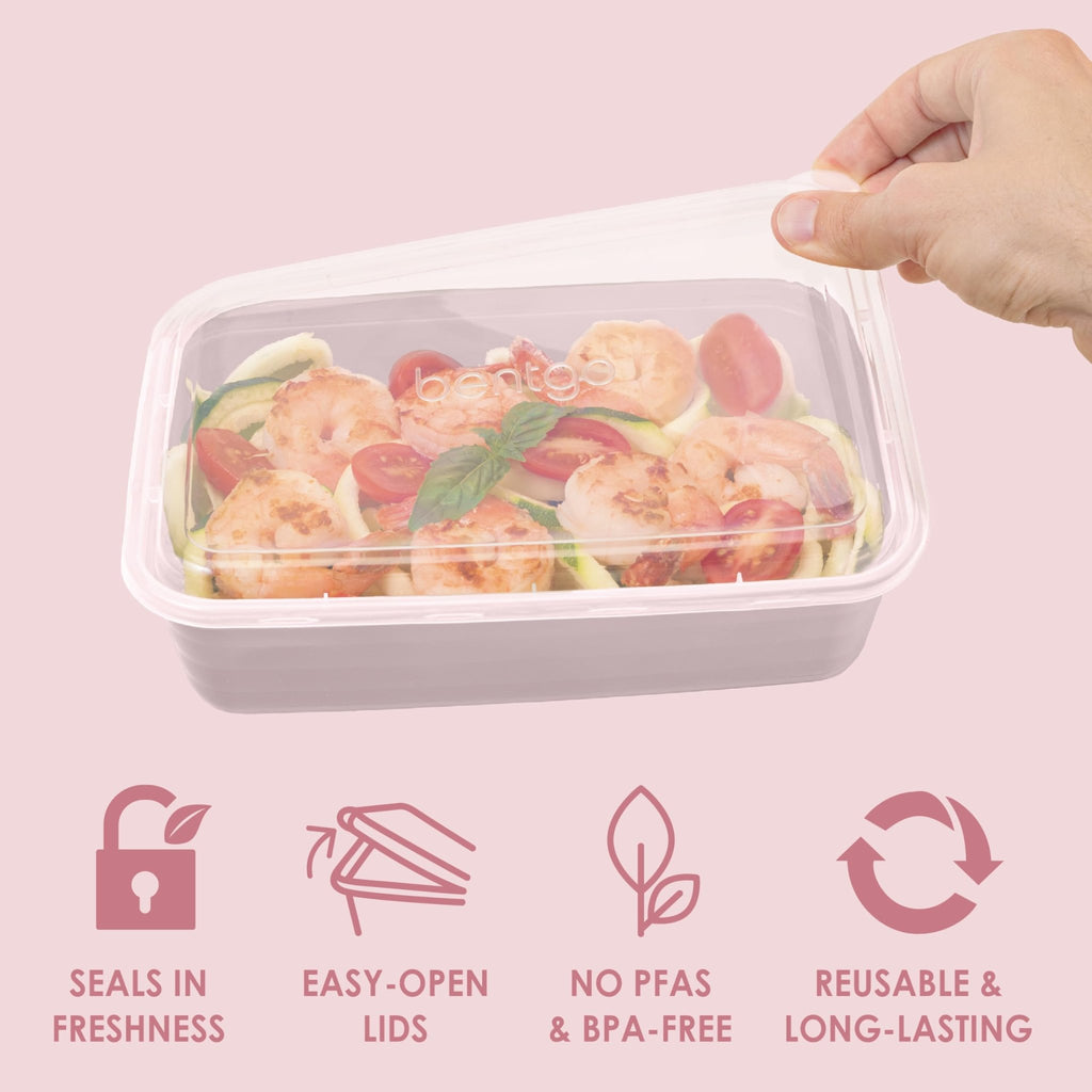 Bentgo Prep - 20-Piece 1-Compartment Reusable Meal Prep Containers with Lids, PFAS & BPA Free Materials, Durable, Microwave, Freezer, & Dishwasher Safe To Go Food Storage (Blush Pink) - My Kitchen Products