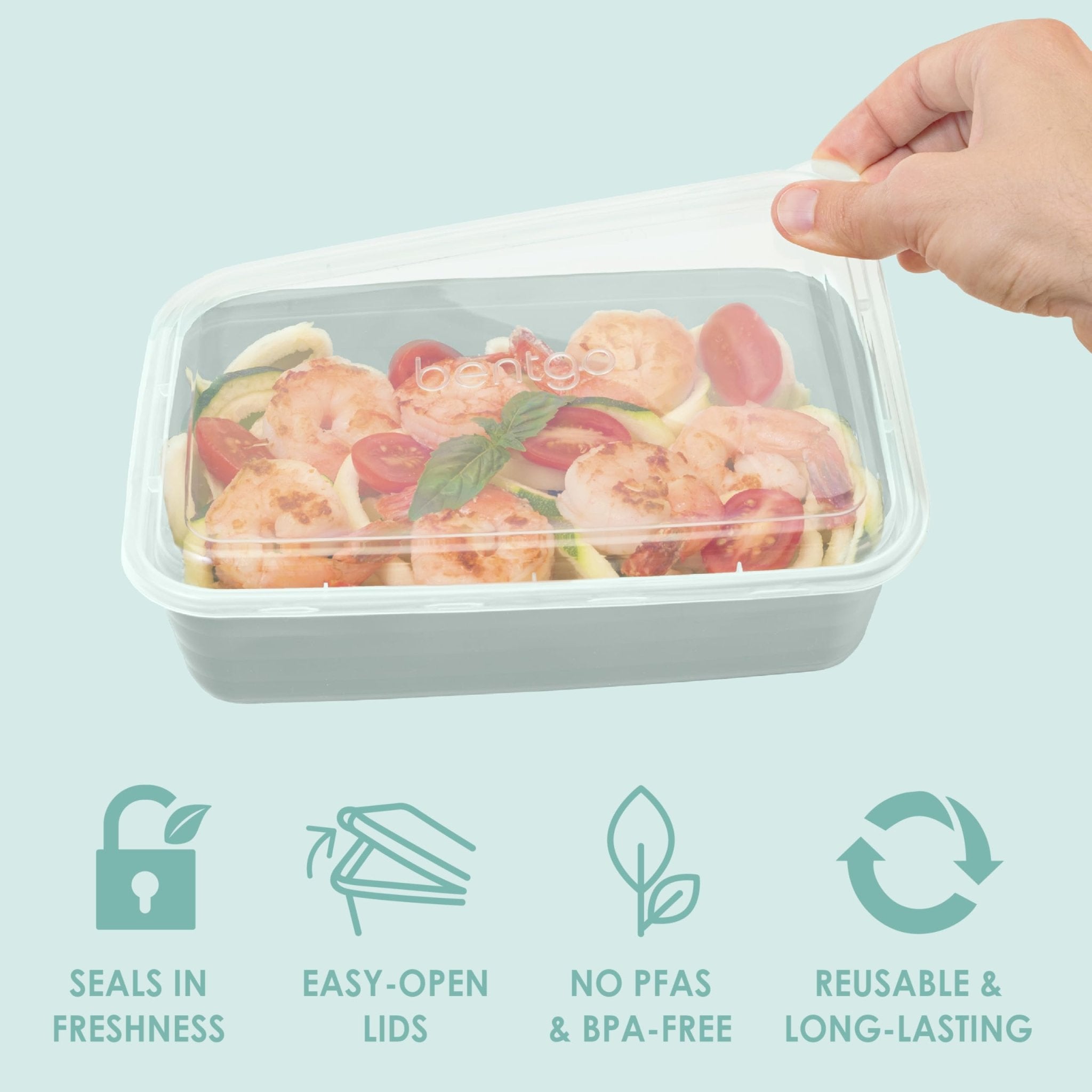 Bentgo Prep - 20-Piece 1-Compartment Reusable Meal Prep Containers with Lids, PFAS & BPA Free Materials, Durable, Microwave, Freezer, & Dishwasher Safe To Go Food Storage (Mint) - My Kitchen Products