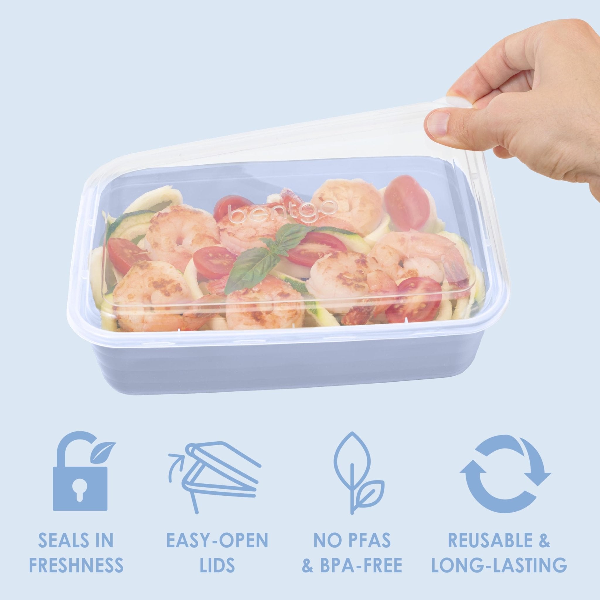 Bentgo Prep - 20-Piece 1-Compartment Reusable Meal Prep Containers with Lids, PFAS & BPA Free Materials, Durable, Microwave, Freezer, & Dishwasher Safe To Go Food Storage (Periwinkle) - My Kitchen Products