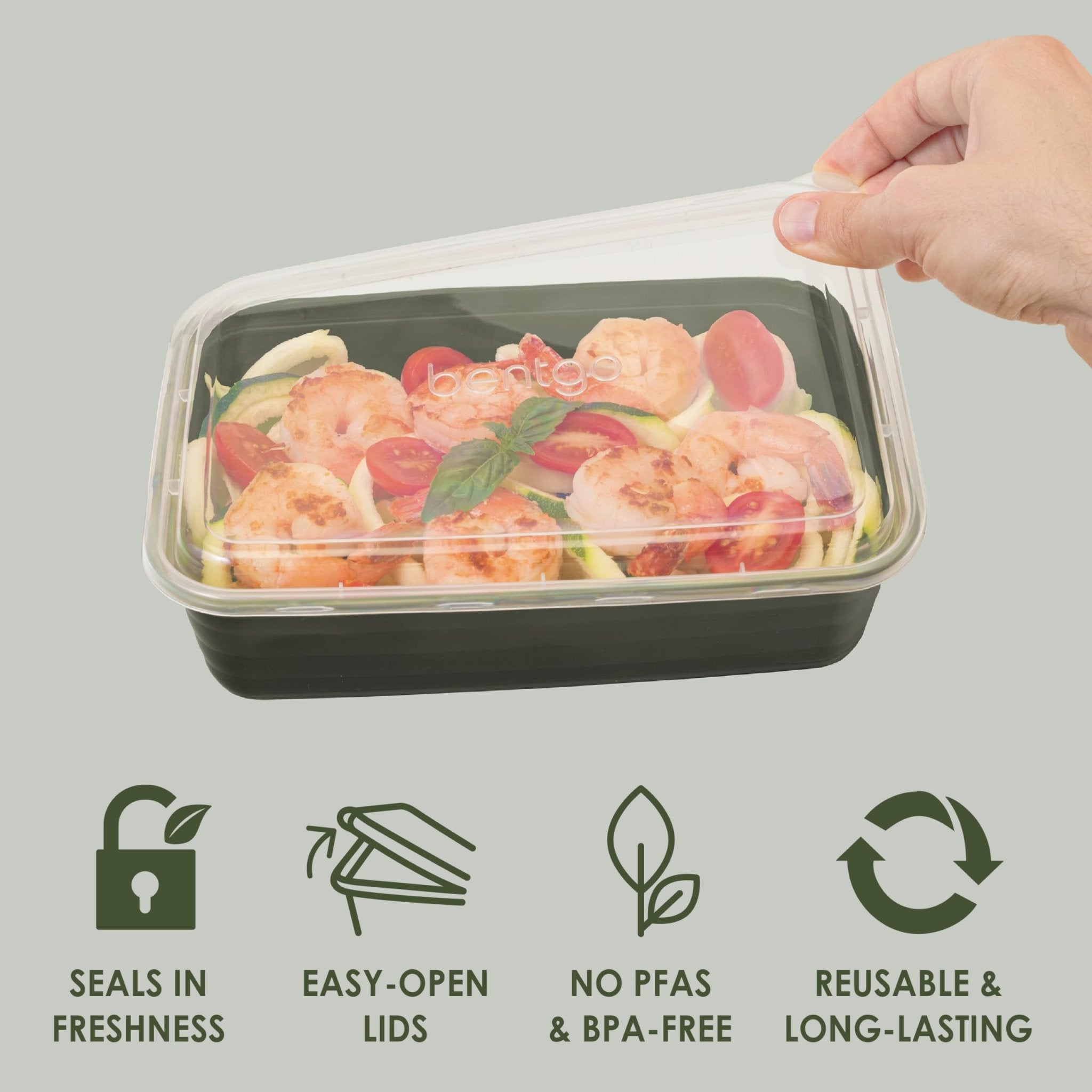 Bentgo Prep - 20-Piece 1-Compartment Reusable Meal Prep Containers with Lids, PFAS & BPA Free Materials, Durable, Microwave, Freezer, & Dishwasher Safe To Go Food Storage (Khaki Green) - My Kitchen Products