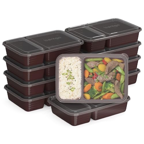 Bentgo Prep - 20-Piece 2-Compartment Reusable Meal Prep Containers with Lids, PFAS & BPA Free Materials, Durable, Microwave, Freezer, & Dishwasher Safe To Go Food Storage (Burgundy) - My Kitchen Products