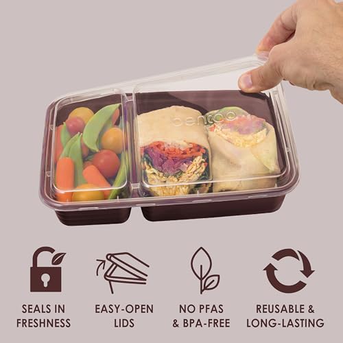 Bentgo Prep - 20-Piece 2-Compartment Reusable Meal Prep Containers with Lids, PFAS & BPA Free Materials, Durable, Microwave, Freezer, & Dishwasher Safe To Go Food Storage (Burgundy) - My Kitchen Products