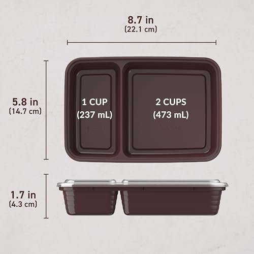 Bentgo Prep - 20-Piece 2-Compartment Reusable Meal Prep Containers with Lids, PFAS & BPA Free Materials, Durable, Microwave, Freezer, & Dishwasher Safe To Go Food Storage (Burgundy) - My Kitchen Products