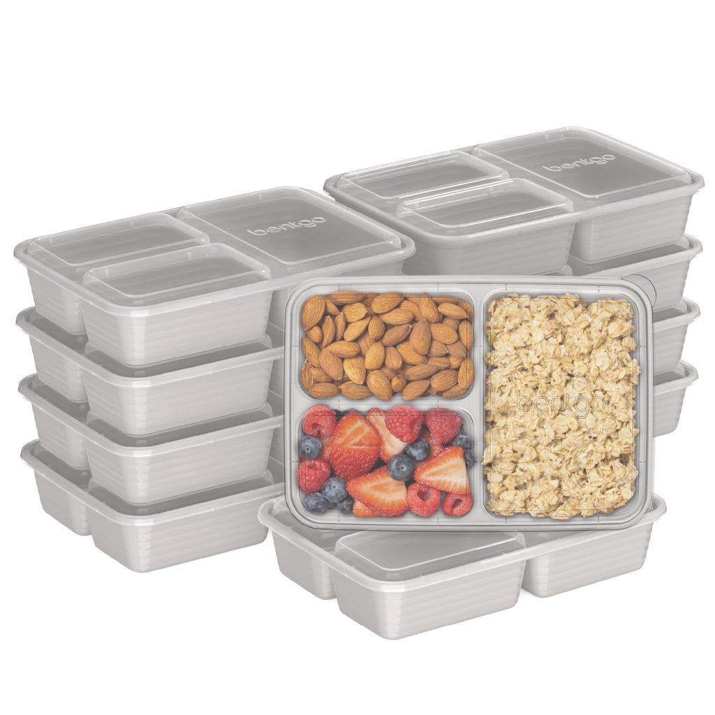 Bentgo Prep, 20-Piece 3-Compartment Reusable Meal Prep Containers with Lids, PFAS & BPA Free Materials, Durable