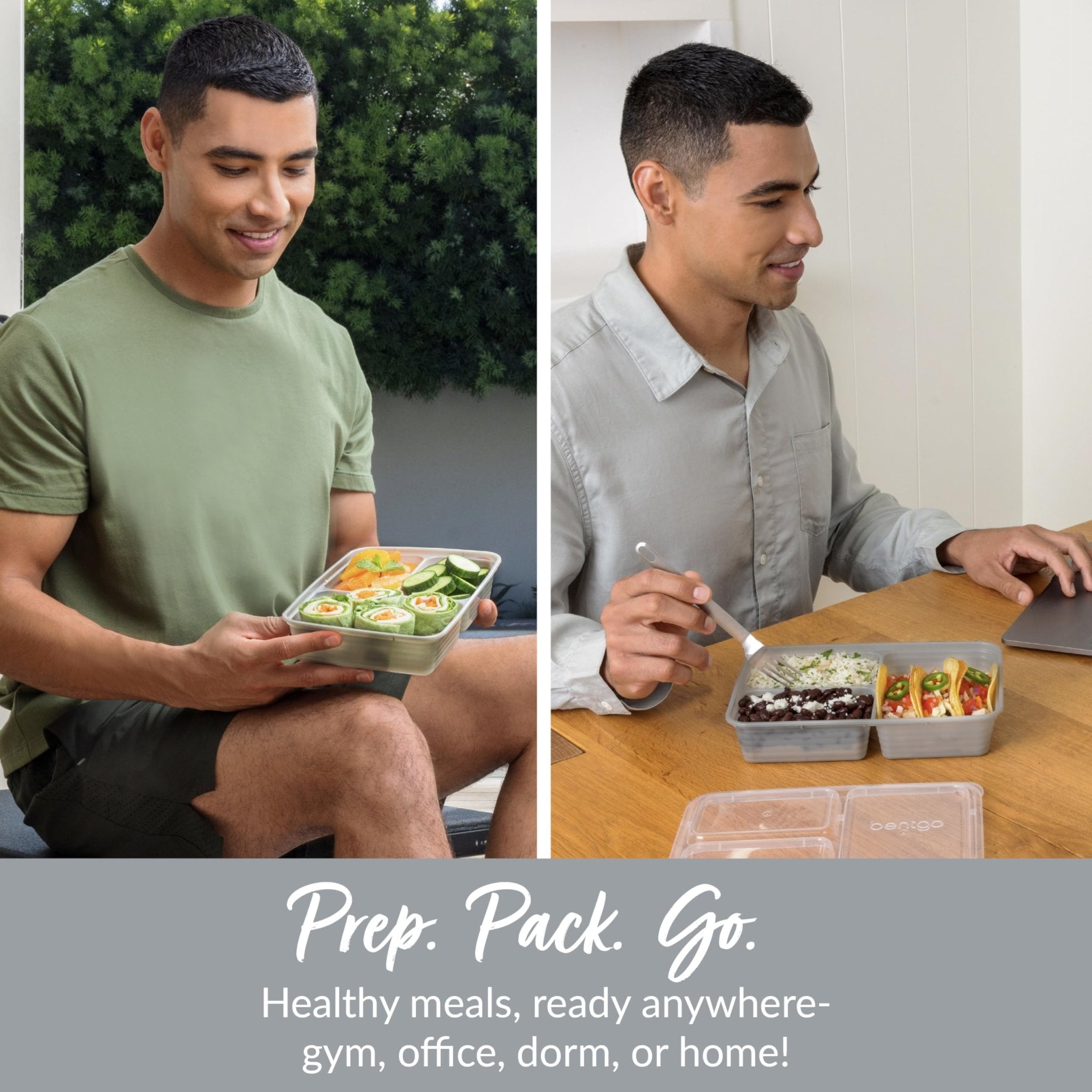 Bentgo Prep - 20-Piece 3-Compartment Reusable Meal Prep Containers with Lids, PFAS & BPA Free Materials, Durable, Microwave, Freezer, & Dishwasher Safe To Go Food Storage (Silver) - My Kitchen Products
