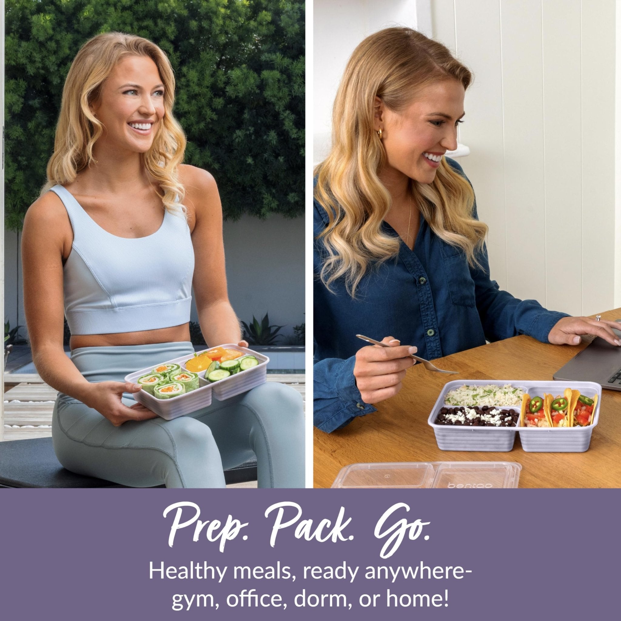 Bentgo Prep - 20-Piece 3-Compartment Reusable Meal Prep Containers with Lids, PFAS & BPA Free Materials, Durable, Microwave, Freezer, & Dishwasher Safe To Go Food Storage (Lilac) - My Kitchen Products