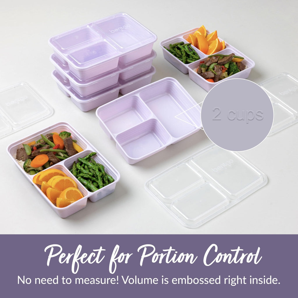 Bentgo Prep - 20-Piece 3-Compartment Reusable Meal Prep Containers with Lids, PFAS & BPA Free Materials, Durable, Microwave, Freezer, & Dishwasher Safe To Go Food Storage (Lilac) - My Kitchen Products