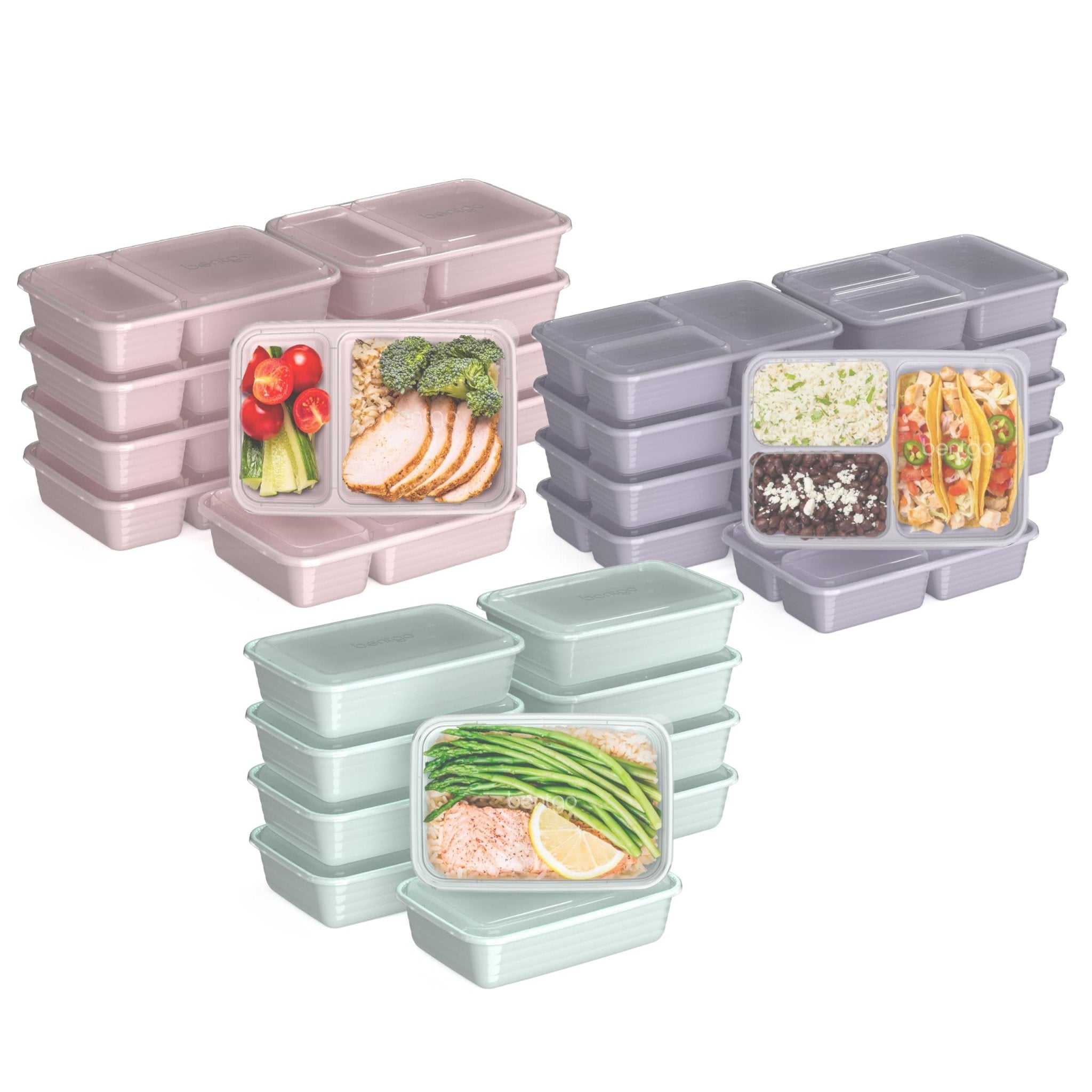 Bentgo Prep 60-Piece Meal Prep Kit - Reusable PFAS & BPA-Free Food Containers, 1-Compartment, 2-Compartment, & 3-Compartments - Microwave, Freezer, & Dishwasher Safe (Floral Pastels) - My Kitchen Products