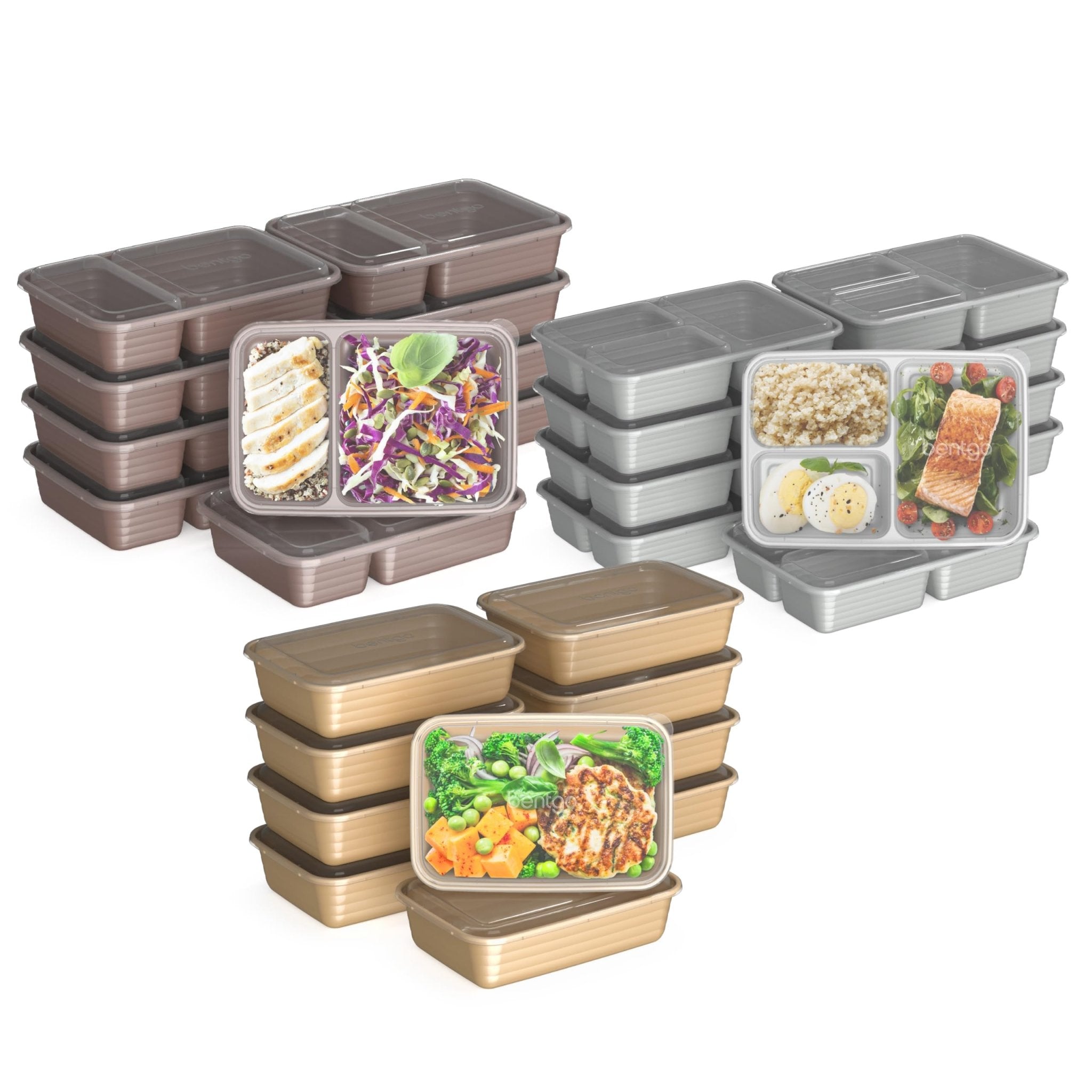 Bentgo Prep 60-Piece Meal Prep Kit - Reusable PFAS & BPA-Free Food Containers, 1-Compartment, 2-Compartment, & 3-Compartments - Microwave, Freezer, & Dishwasher Safe (Gleam Metallics) - My Kitchen Products