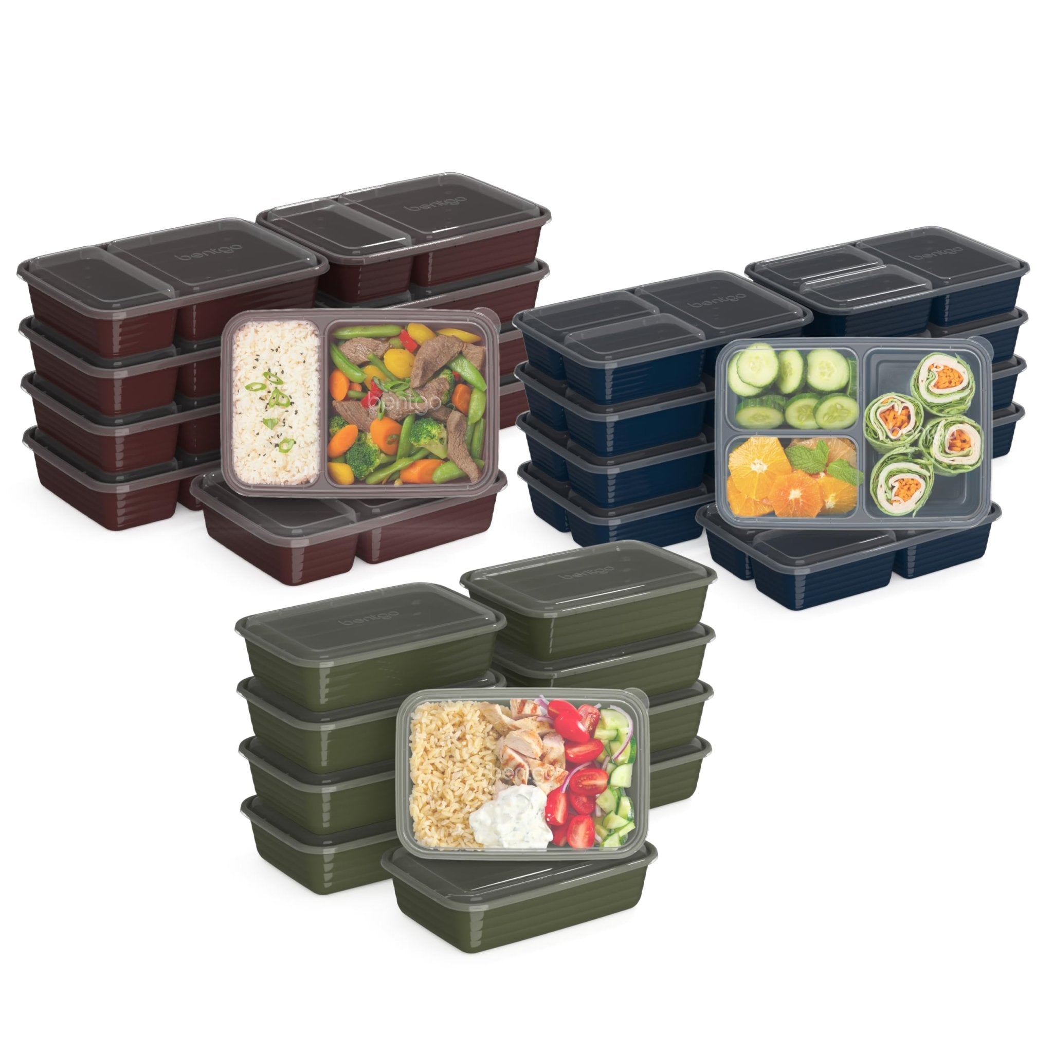 Bentgo Prep 60-Piece Meal Prep Kit - Reusable PFAS & BPA-Free Food Containers, 1-Compartment, 2-Compartment, & 3-Compartments - Microwave, Freezer, & Dishwasher Safe (Rich Shades) - My Kitchen Products