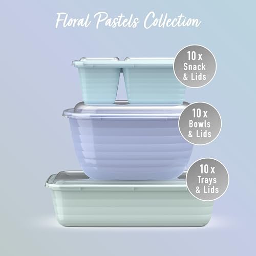 Bentgo Prep 60-Piece Variety Meal Prep Kit - Reusable PFAS & BPA-Free Food Containers 1-Compartment Trays, Prep Bowls, & Snack Boxes - Microwave, Freezer, & Dishwasher Safe (Floral Pastels) - My Kitchen Products