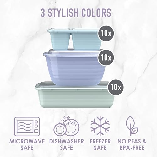 Bentgo Prep 60-Piece Variety Meal Prep Kit - Reusable PFAS & BPA-Free Food Containers 1-Compartment Trays, Prep Bowls, & Snack Boxes - Microwave, Freezer, & Dishwasher Safe (Floral Pastels) - My Kitchen Products