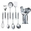 Berglander Cooking Utensil Set 8 Piece, Stainless Steel Kitchen Tool Set with Stand,Cooking Utensils, Slotted Tuner, Ladle, Skimmer, Serving Spoon, Pasta Server,Potato Maseher, Egg Whisk. （8 Pieces） - My Kitchen Products