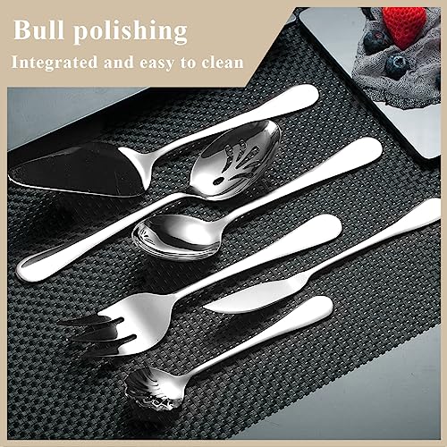Berglander Silverware Serving Set 6 Pieces, Stainless Steel Serving Spoons Set, Flatware Serving Set, Serving Utensils Set Easy to Clean and Dishwasher Safe - My Kitchen Products