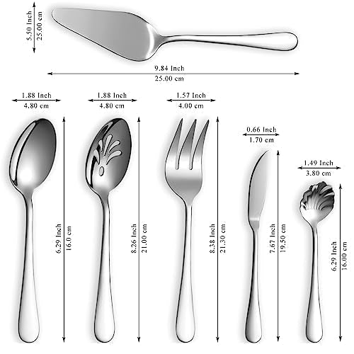 Berglander Silverware Serving Set 6 Pieces, Stainless Steel Serving Spoons Set, Flatware Serving Set, Serving Utensils Set Easy to Clean and Dishwasher Safe - My Kitchen Products