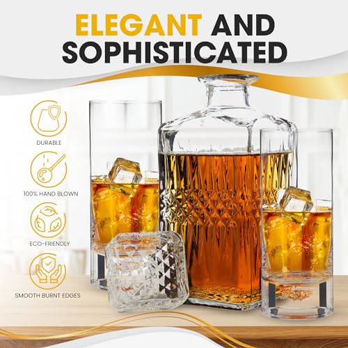 BERKWARE Luxurious Highball Glasses - Elegant Cocktail Glasses & Tom Collins Glasses with Gold Flake Design, 8.5oz (Set of 2) - My Kitchen Products