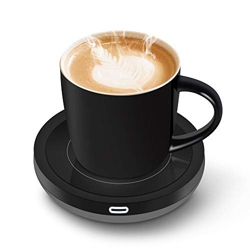 BESTINNKITS Smart Coffee Cup Warmer Set, Auto On/Off Gravity-induction Mug Office Desk Use, Candle Wax Cup Warmer Heating Plate (Up To 131F/55C), 14oz - My Kitchen Products