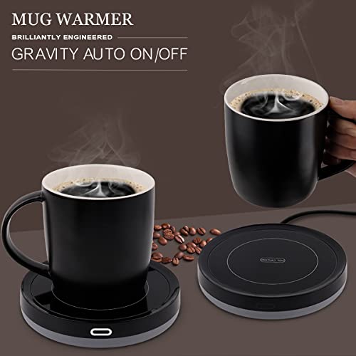 BESTINNKITS Smart Coffee Cup Warmer Set, Auto On/Off Gravity-induction Mug Office Desk Use, Candle Wax Cup Warmer Heating Plate (Up To 131F/55C), 14oz - My Kitchen Products