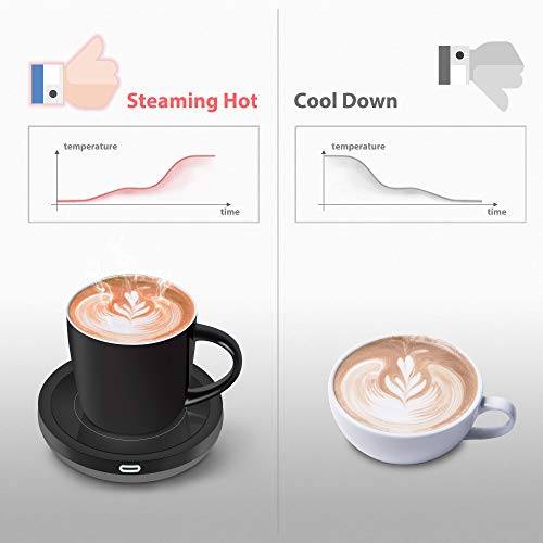 BESTINNKITS Smart Coffee Cup Warmer Set, Auto On/Off Gravity-induction Mug Office Desk Use, Candle Wax Cup Warmer Heating Plate (Up To 131F/55C), 14oz - My Kitchen Products