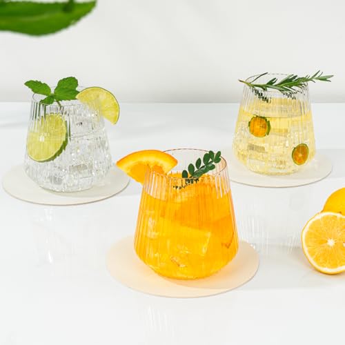 BESTSTAR 36 Pcs 12 oz Plastic Clear Ribbed Wine Glasses, Origami Ripple Disposable Champagne Glasses Elegant Whiskey Glasses Ideal for Weddings, Bars, Christmas, Halloween, Pool Party, Daily Use - My Kitchen Products