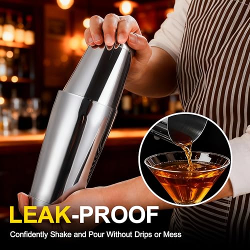 BETTFOR Boston Shaker Set, 18oz & 28oz 2-Piece Tins, Professional 304 Stainless Steel Cocktail Shaker with Leak-Proof Weighted Base for Bartending, Home & Bar Use (Silver) - My Kitchen Products