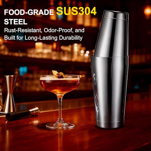 BETTFOR Boston Shaker Set, 18oz & 28oz 2-Piece Tins, Professional 304 Stainless Steel Cocktail Shaker with Leak-Proof Weighted Base for Bartending, Home & Bar Use (Silver) - My Kitchen Products