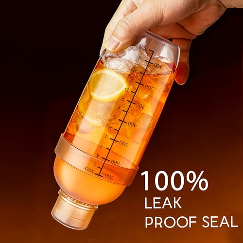 BETTFOR Plastic Cocktail Shaker with Measuring Scale 24oz (700ml), Leak-Proof & Shatter-Resistant Drink Mixer for Bartending, Protein Shakes, Iced Coffee & Milk Tea - My Kitchen Products