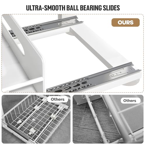 Biboraya Under Sink Organizer Upgrade To Professional Rails,2-Tier Dual Pull Out Cabinet Storage,Height Adjustable Slide Out Drawers For Bathroom Kitchen,2 Pack-14.5" Dx12.8-16.9" H,White - My Kitchen Products